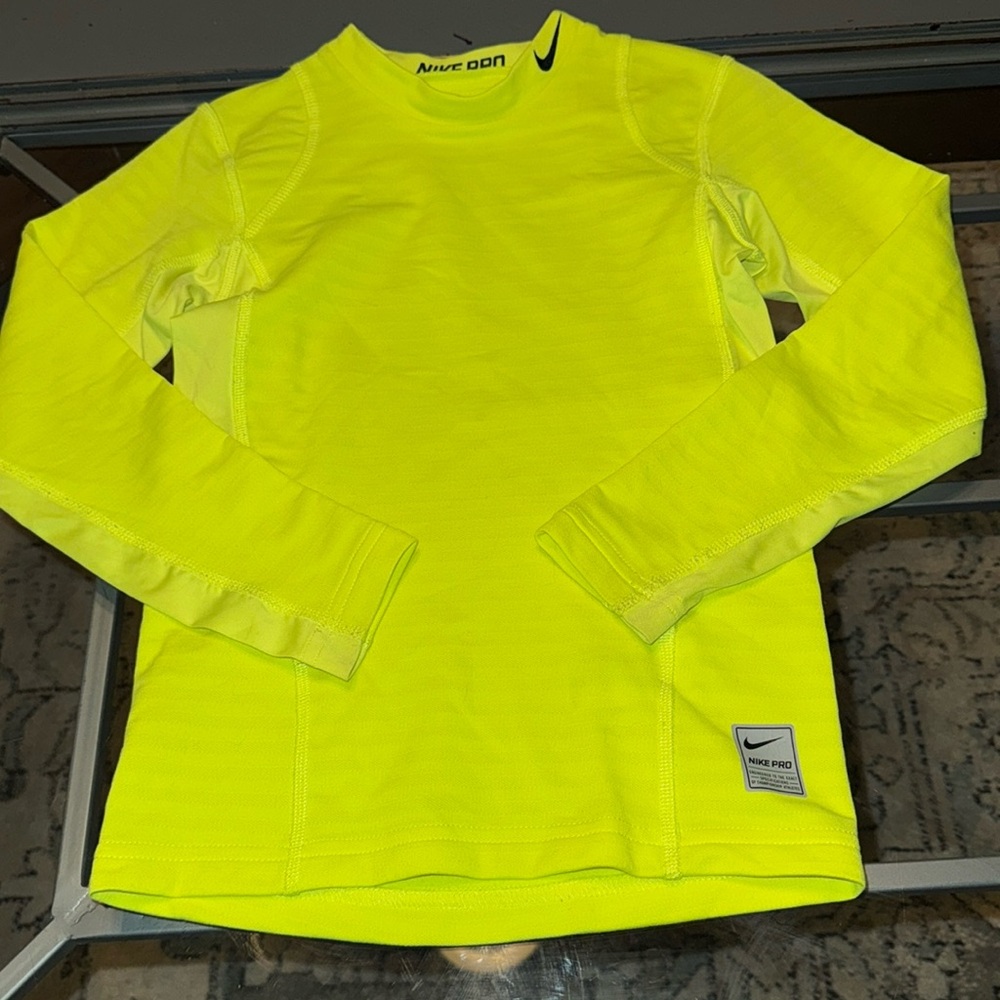Nike Pro Dri-Fit Fitted Compression Neon Yellow Long Sleeved Shirt